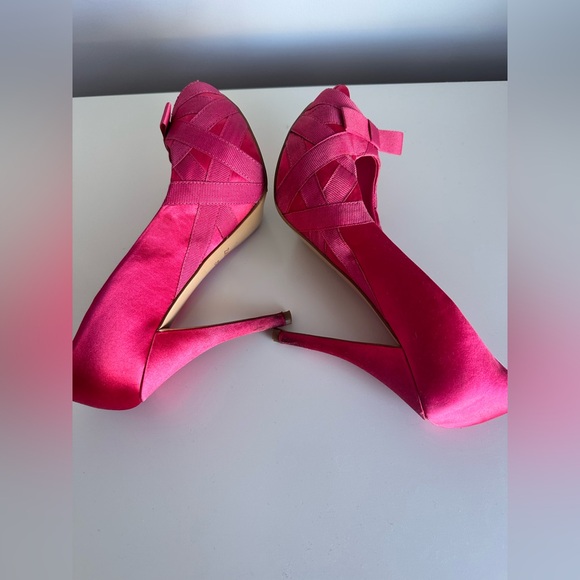 Zara Pink Satin High Heels Peep-Toe - Picture 8 of 11